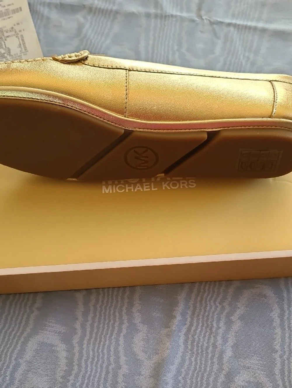 Michael Kors Metallic Gold Bow Moccasin Loafer